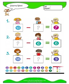Çıkarma İşlemi Çalışma Sayfaları